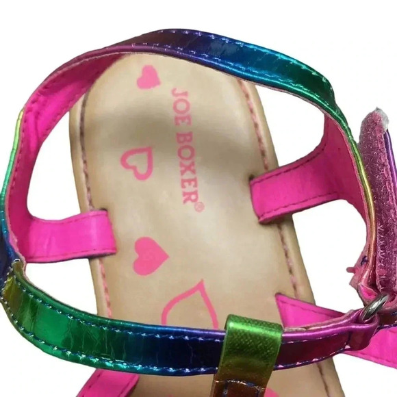 Joe Boxer Girls Sandals Size 4 Multicolor Heart Design Summer Shoes - Picture 2 of 4
